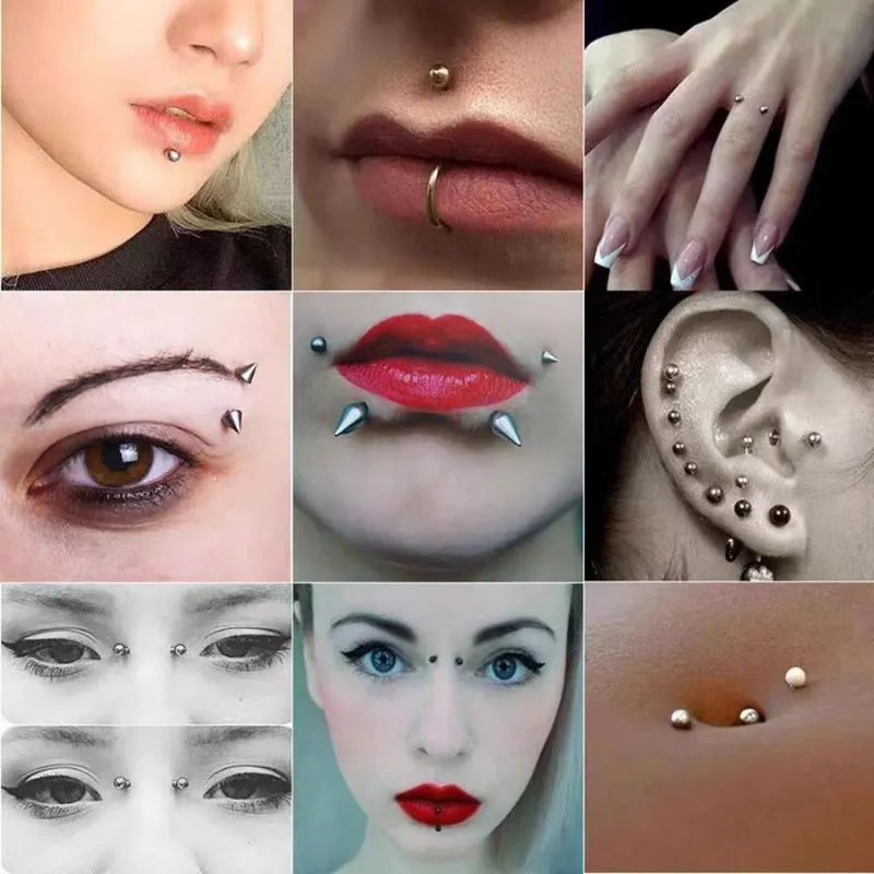 Fake Piercing Nose Lip  Eye Ball/Cone Studs Set