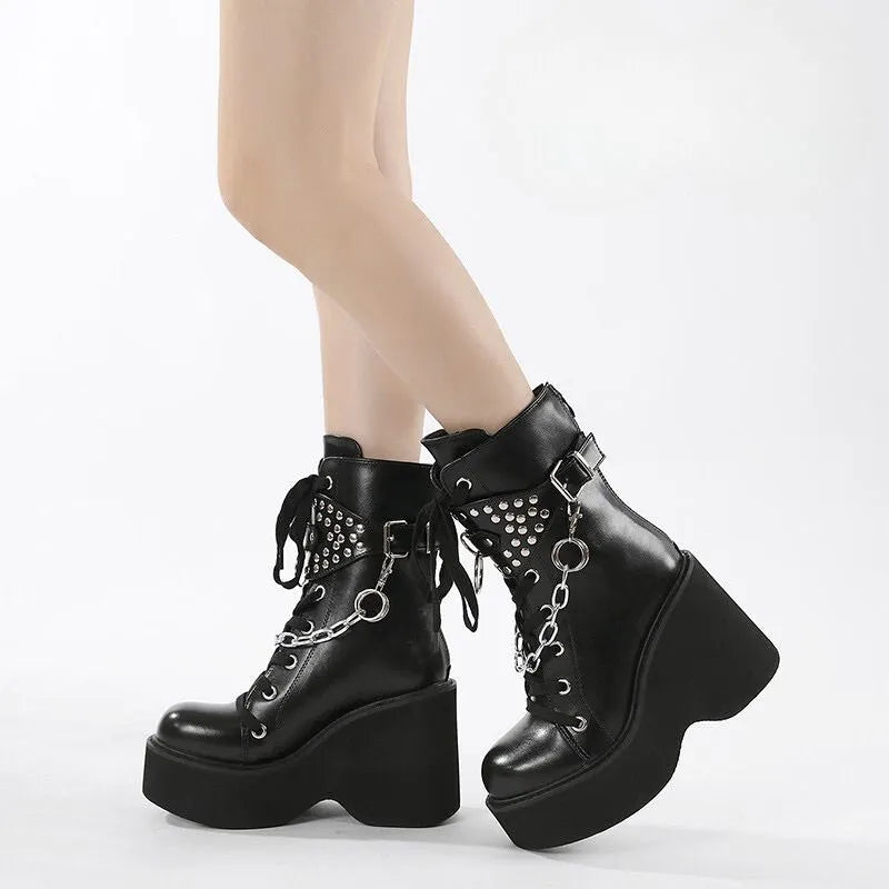 Chunky Sole Round Toe Martin Boots