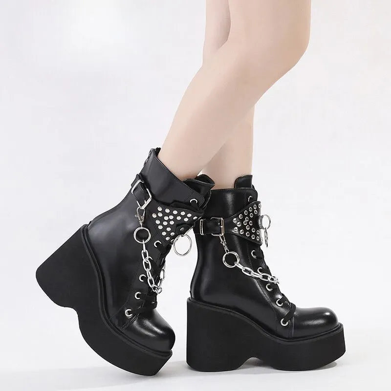 Chunky Sole Round Toe Martin Boots