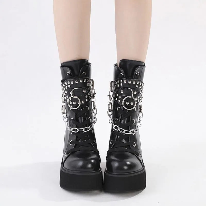 Chunky Sole Round Toe Martin Boots