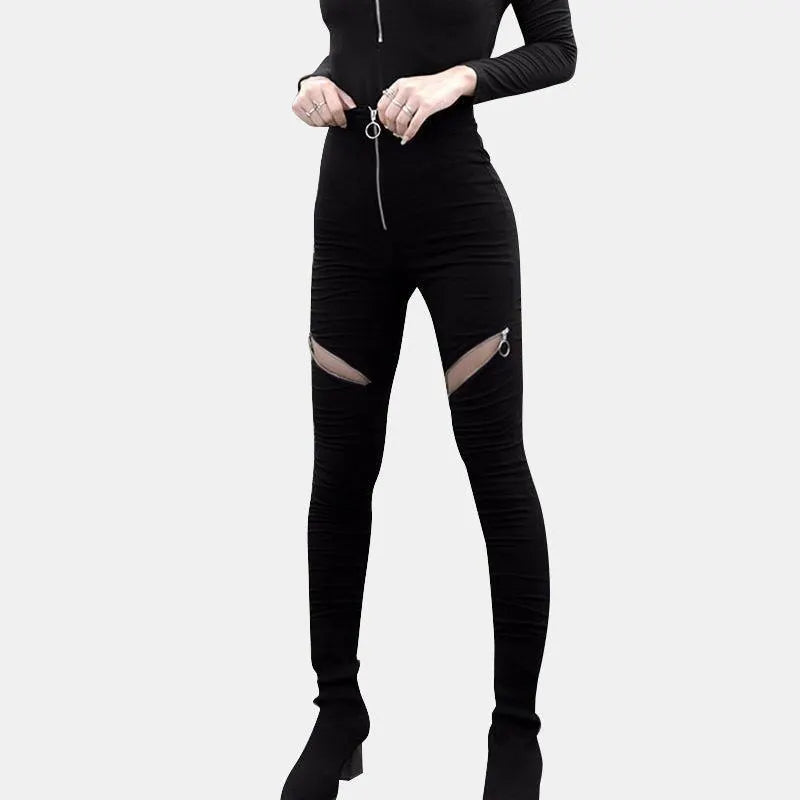 Gothic  High Waist Zipper Bodycon Pants