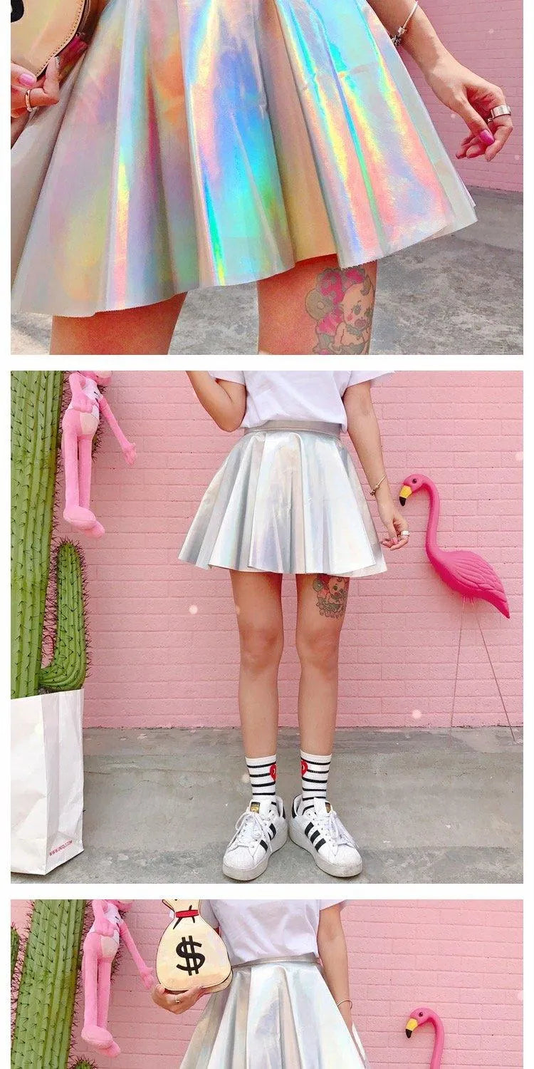 Silver Metallic A-line Mini Skirt