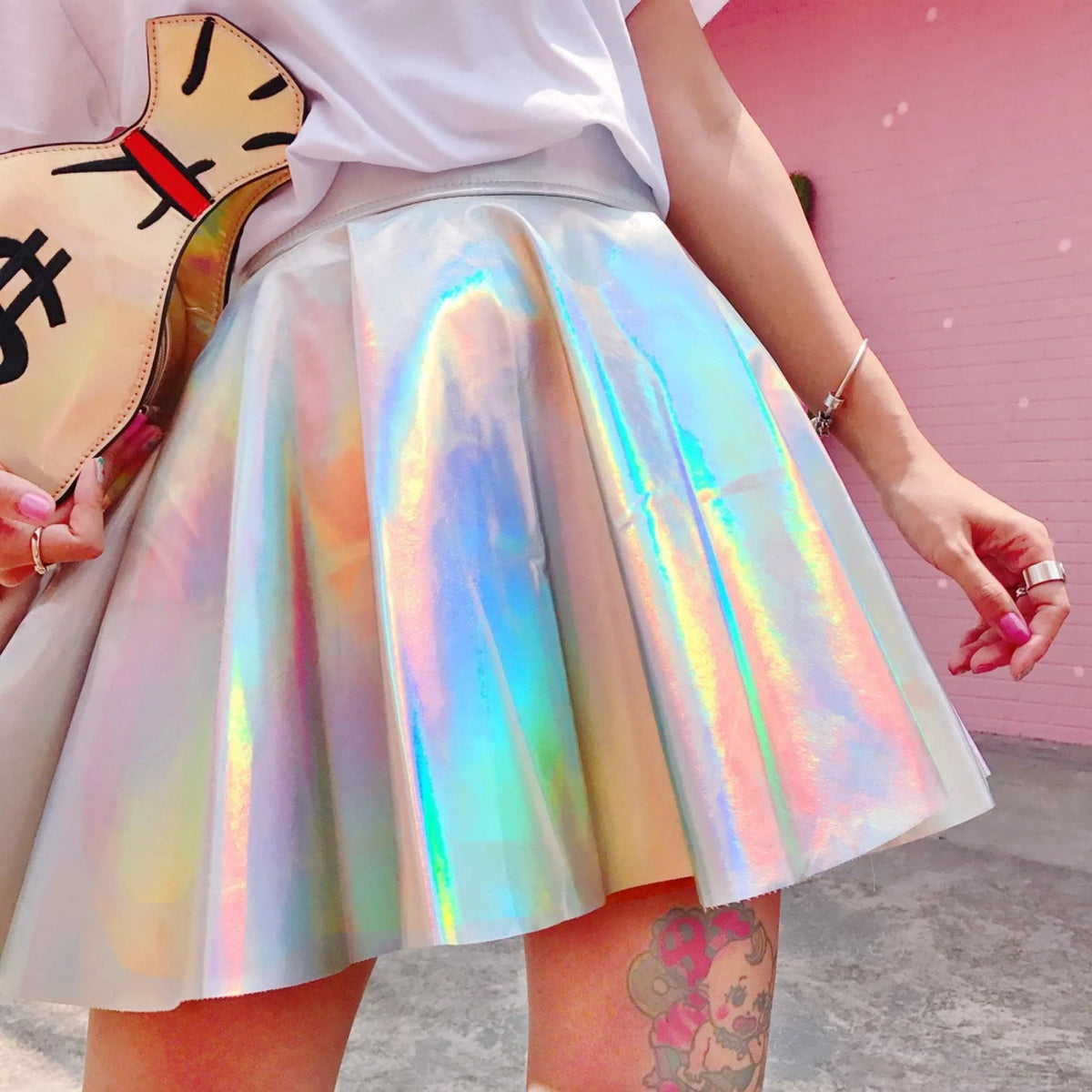 Silver Metallic A-line Mini Skirt