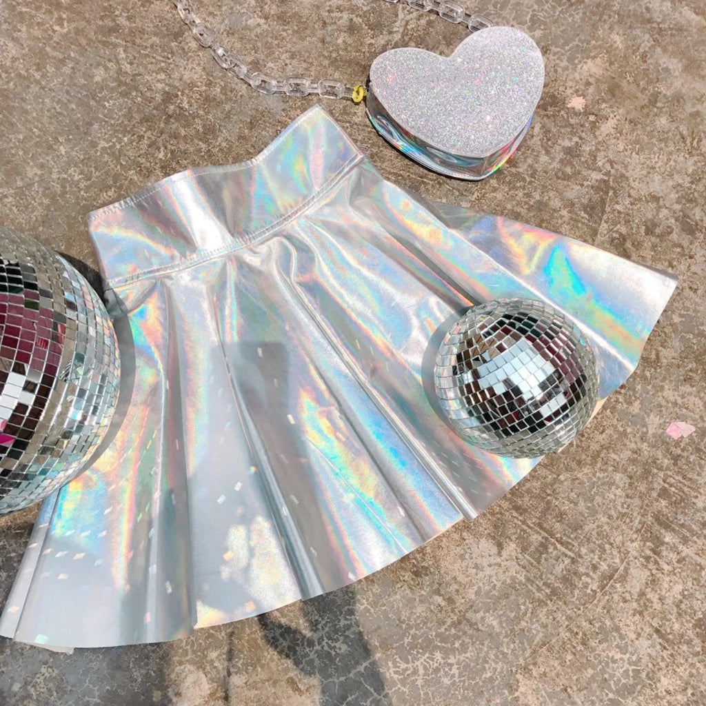 Silver Metallic A-line Mini Skirt