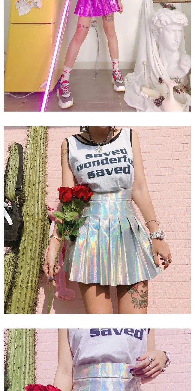 Silver Metallic A-line Mini Skirt