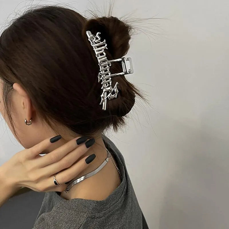 Silver Letter Shark Hairpin