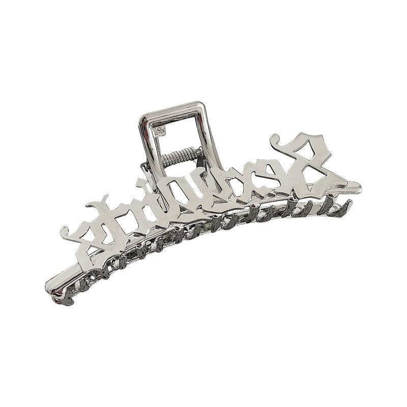 Silver Letter Shark Hairpin