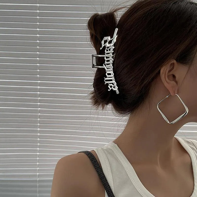 Silver Letter Shark Hairpin