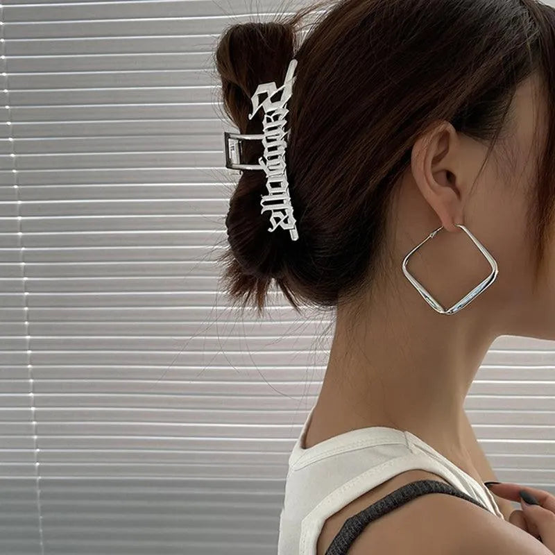 Silver Letter Shark Hairpin