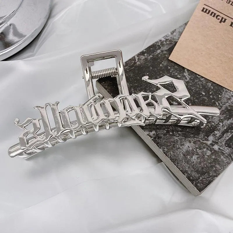 Silver Letter Shark Hairpin