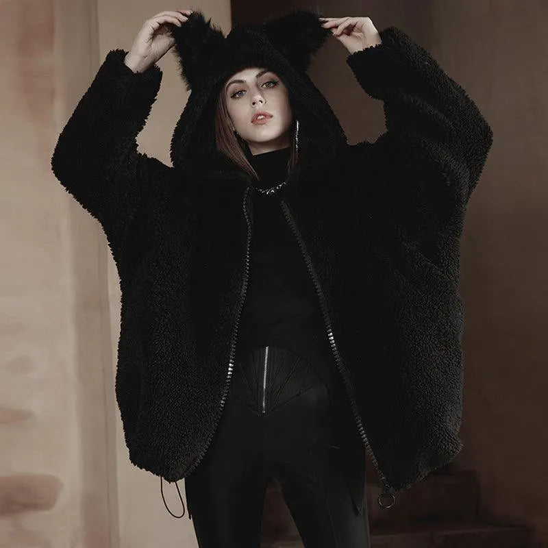 Cat Ear Hooded Sherpa Coat