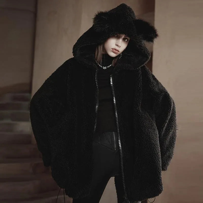 Cat Ear Hooded Sherpa Coat