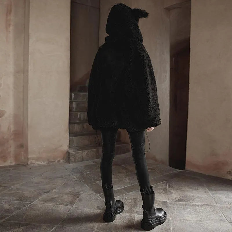 Cat Ear Hooded Sherpa Coat