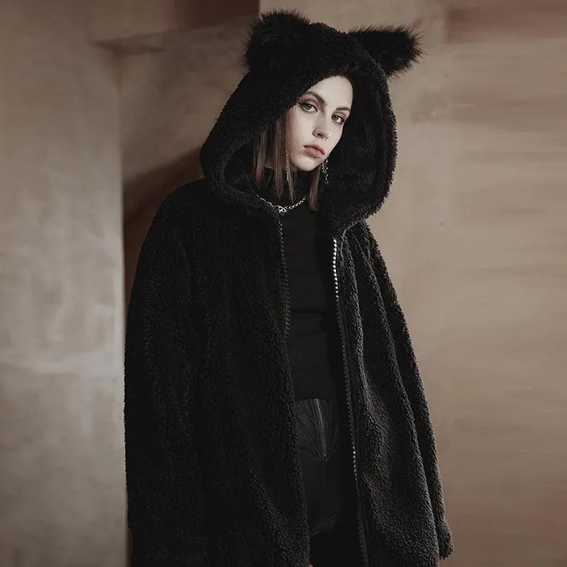 Cat Ear Hooded Sherpa Coat