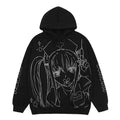 Cartoon Girl Print Oversize Hoodie