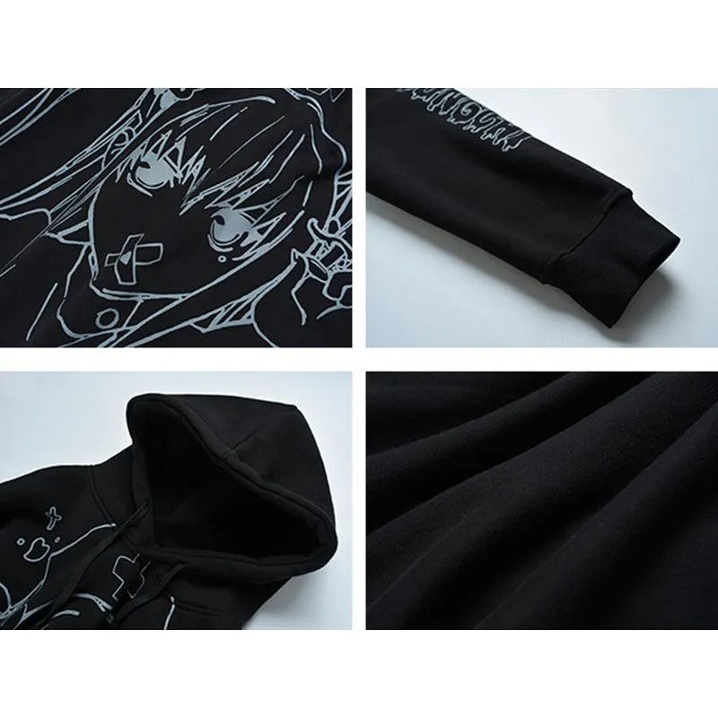Cartoon Girl Print Oversize Hoodie