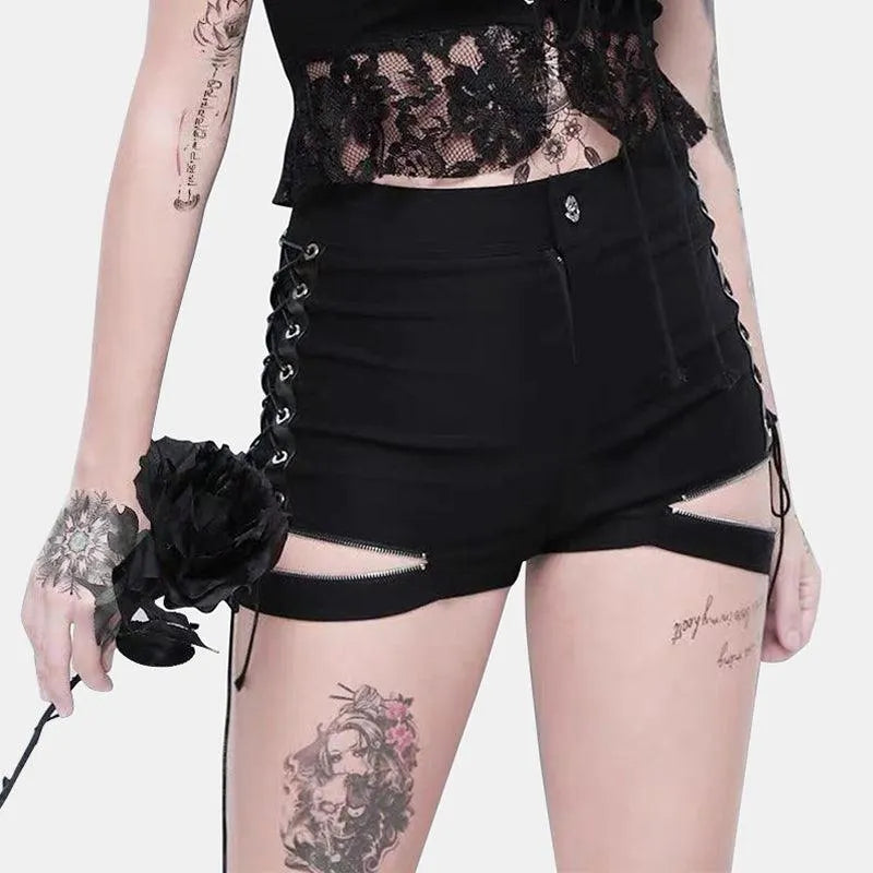 Expose Zipper Lace Up Short