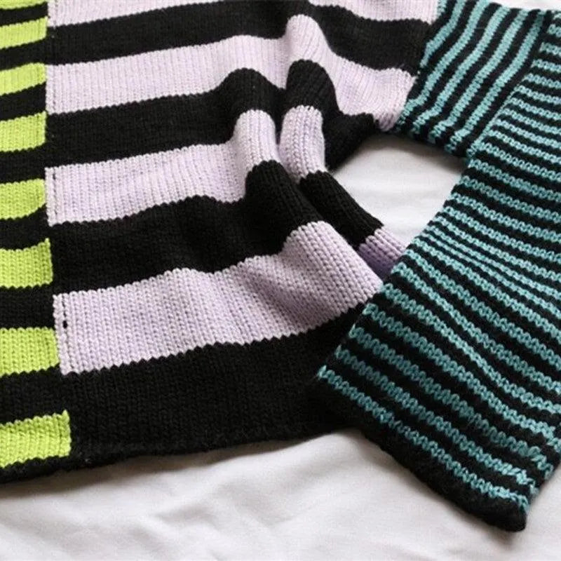 Irregular Colorful Stripe Sweater