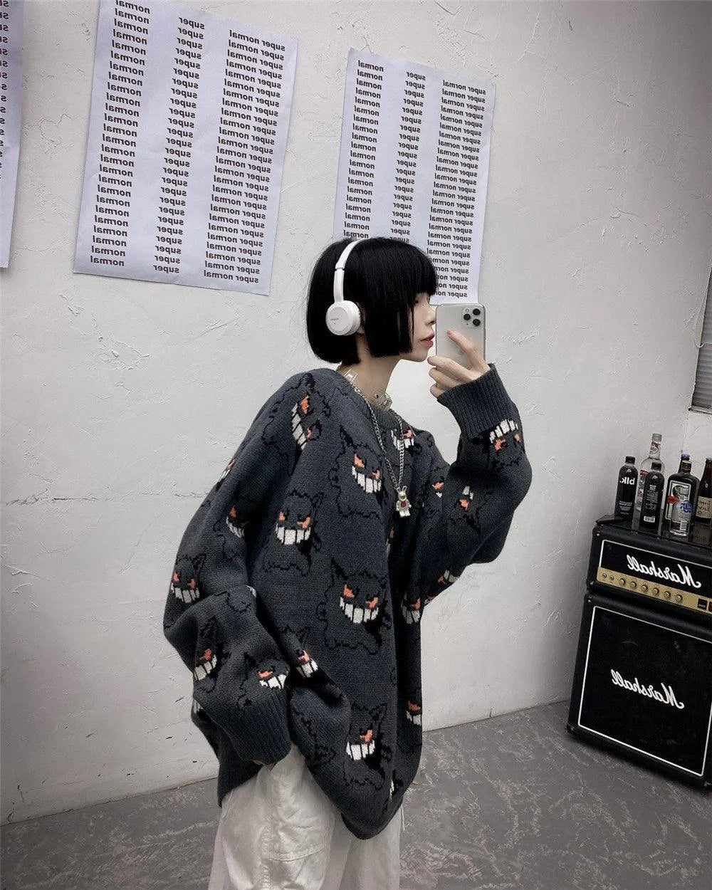 Gengar Cartoon Jacquard Sweater