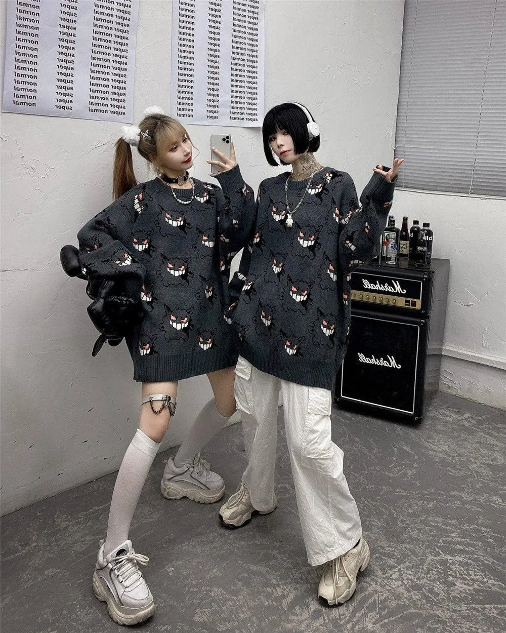 Gengar Cartoon Jacquard Sweater