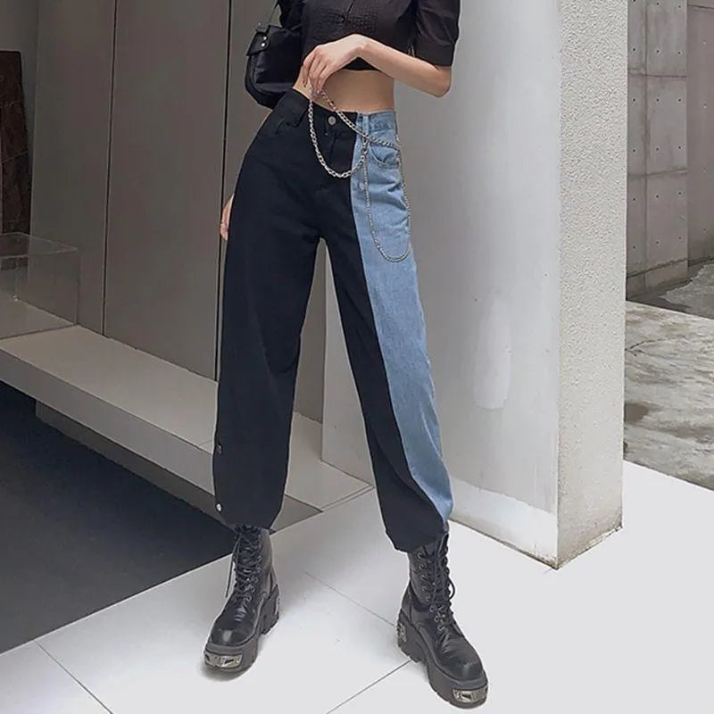 Wave Out Of Town Two Tone Boyfriend Denim Pants