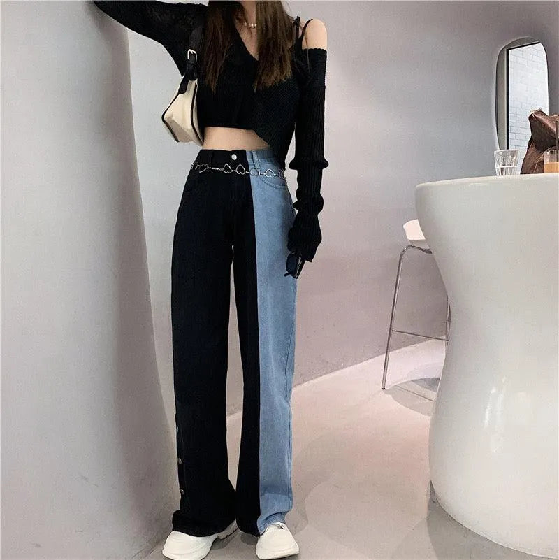 Wave Out Of Town Two Tone Boyfriend Denim Pants