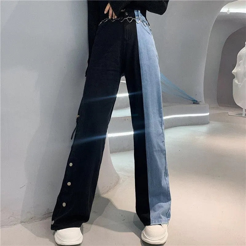 Wave Out Of Town Two Tone Boyfriend Denim Pants
