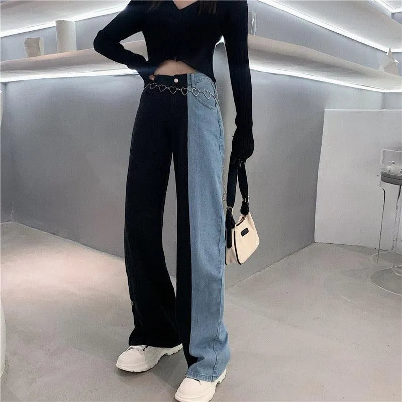 Wave Out Of Town Two Tone Boyfriend Denim Pants