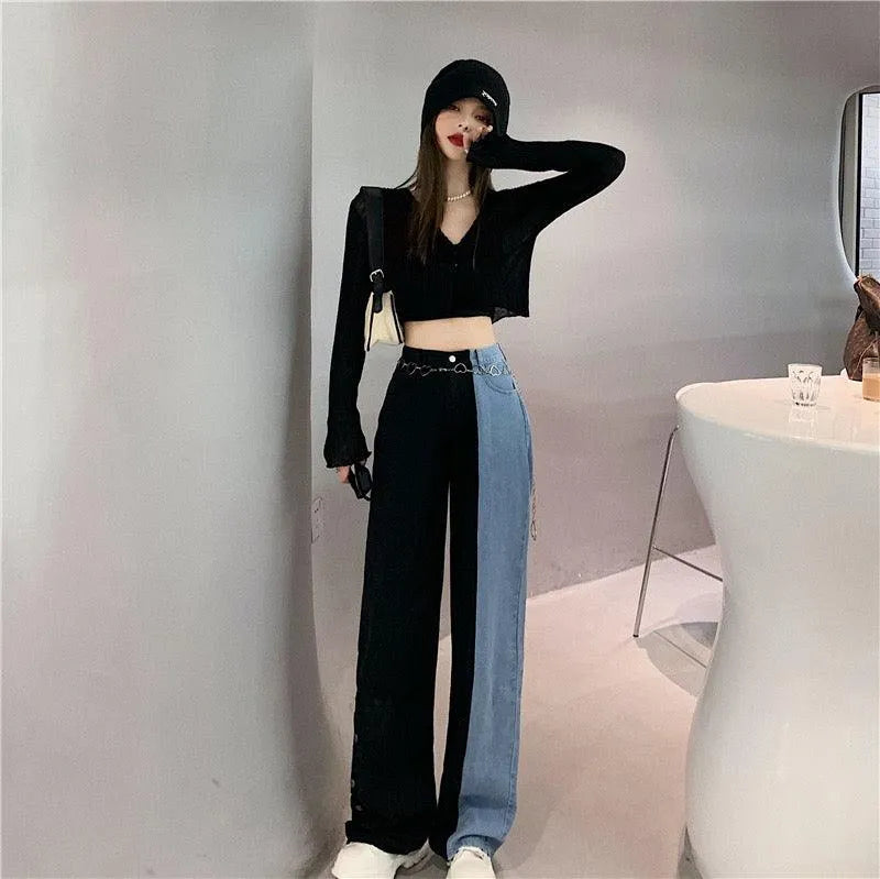Wave Out Of Town Two Tone Boyfriend Denim Pants