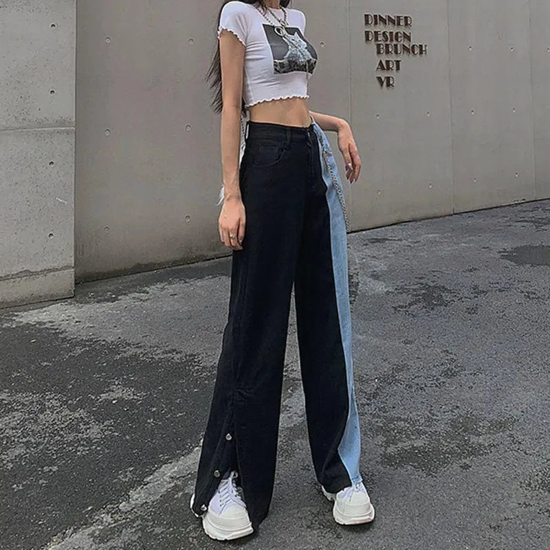 Wave Out Of Town Two Tone Boyfriend Denim Pants