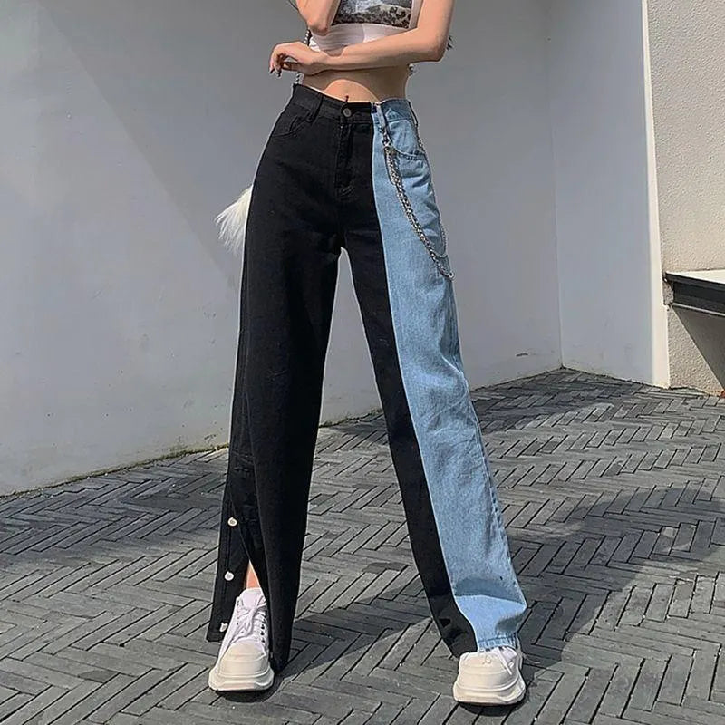 Wave Out Of Town Two Tone Boyfriend Denim Pants
