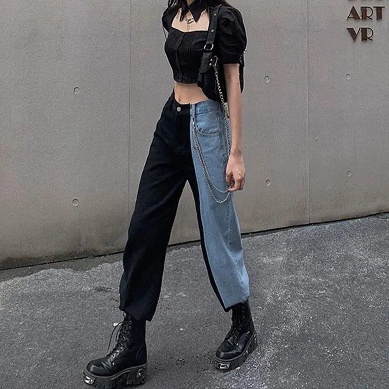 Wave Out Of Town Two Tone Boyfriend Denim Pants