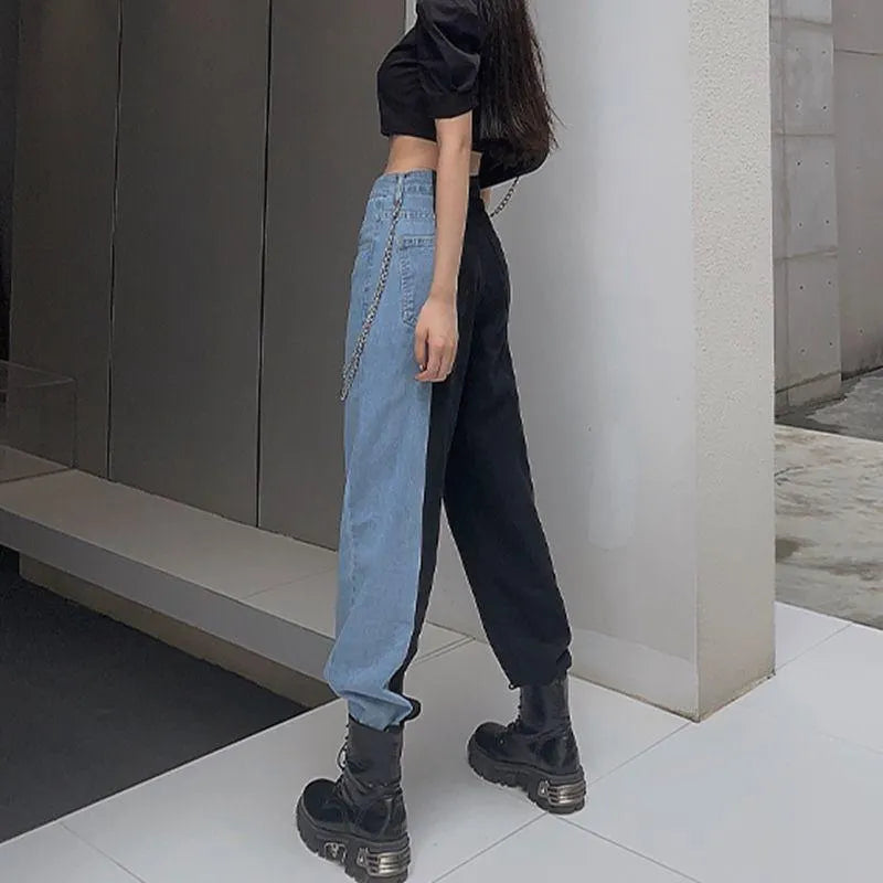 Wave Out Of Town Two Tone Boyfriend Denim Pants