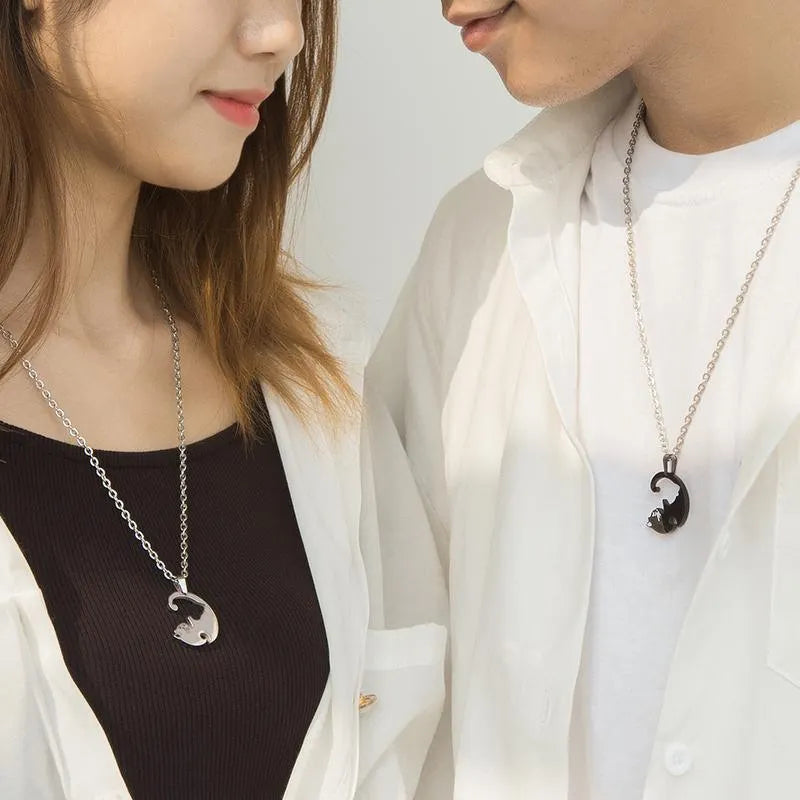 Cat Cuddling Couple Necklace