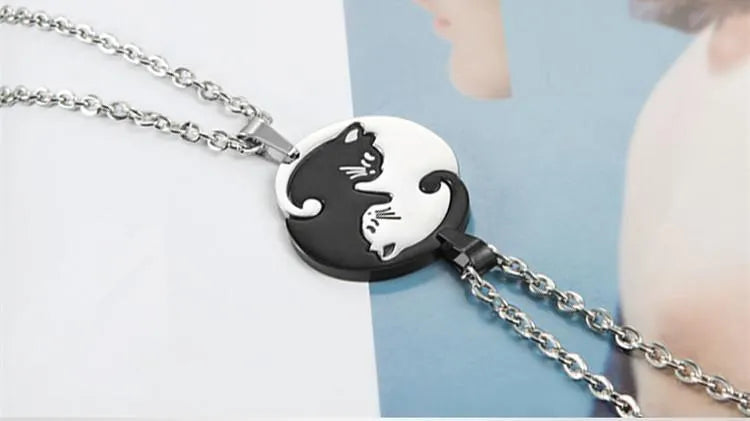 Cat Cuddling Couple Necklace