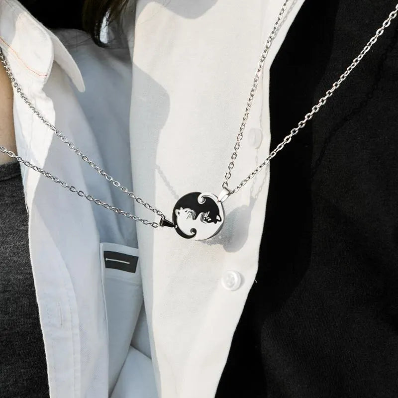 Cat Cuddling Couple Necklace