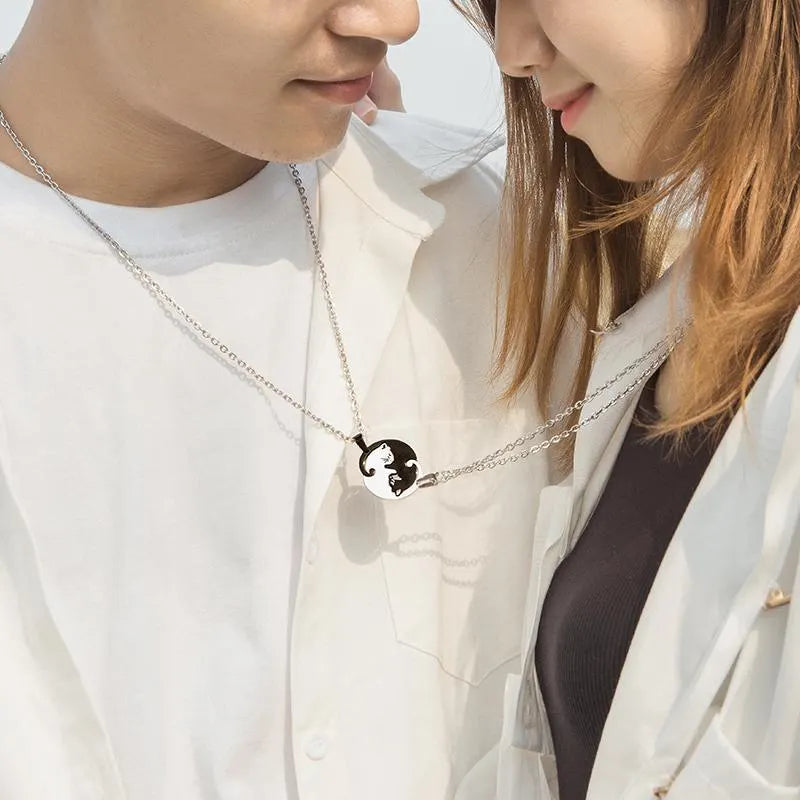 Cat Cuddling Couple Necklace