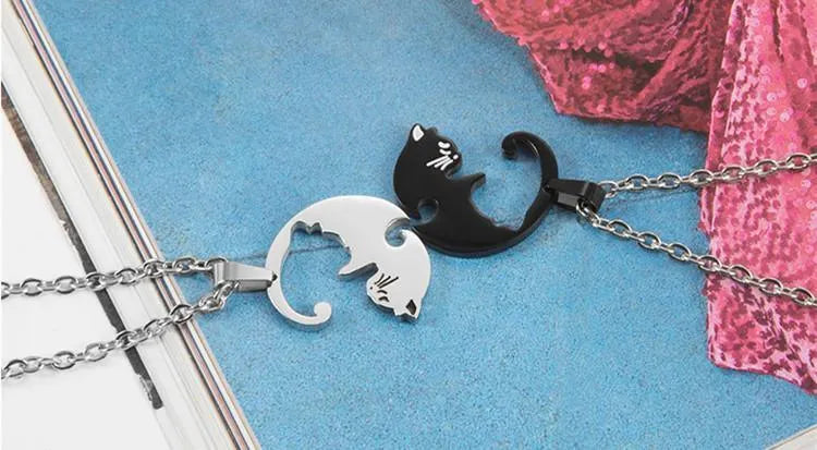 Cat Cuddling Couple Necklace