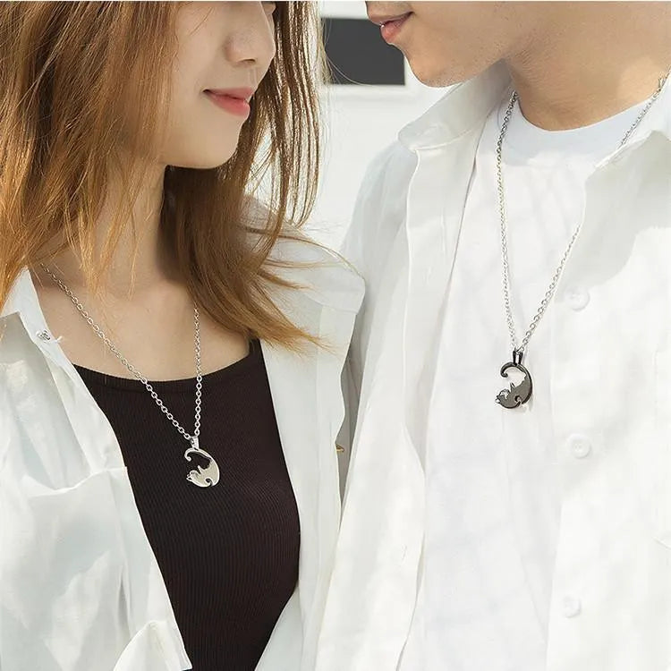 Cat Cuddling Couple Necklace