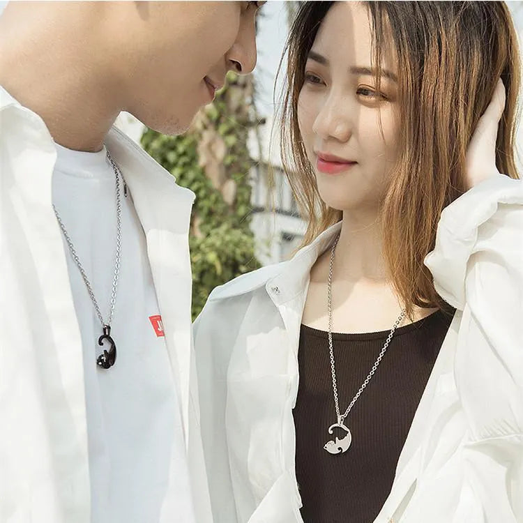Cat Cuddling Couple Necklace