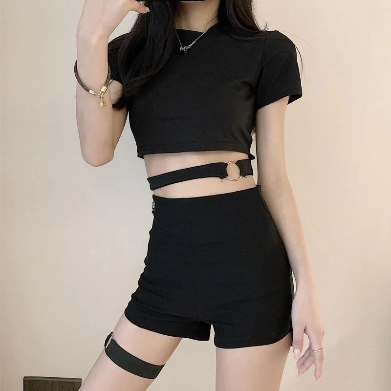 Gothic Irregular High Waist Plaid Skirt
