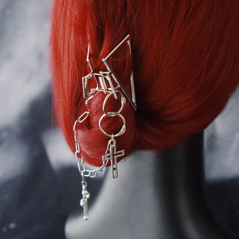 Shark Cross Heart Hairpin