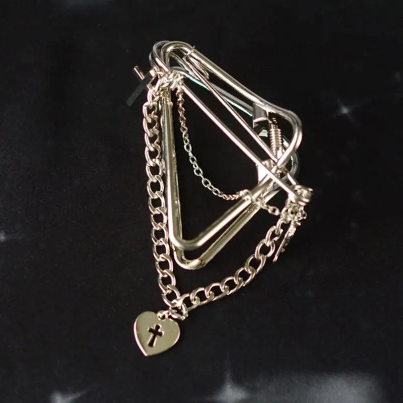 Shark Cross Heart Hairpin