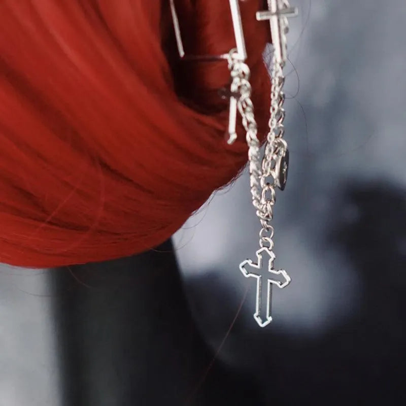 Shark Cross Heart Hairpin