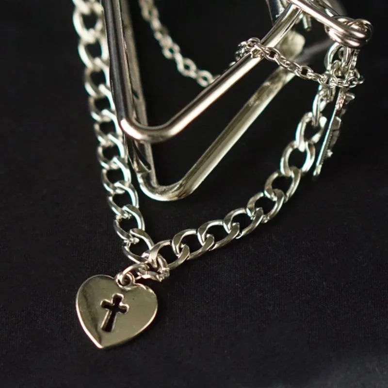 Shark Cross Heart Hairpin