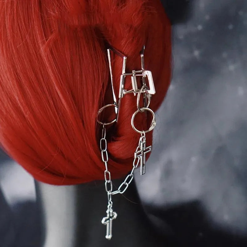 Shark Cross Heart Hairpin