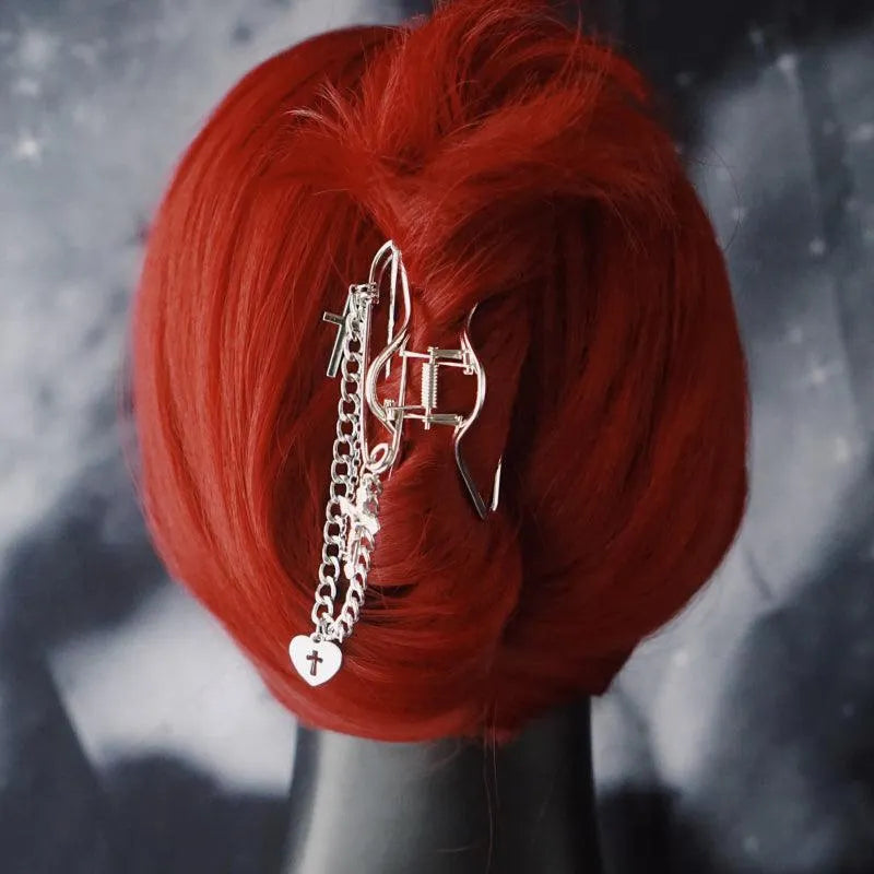 Shark Cross Heart Hairpin