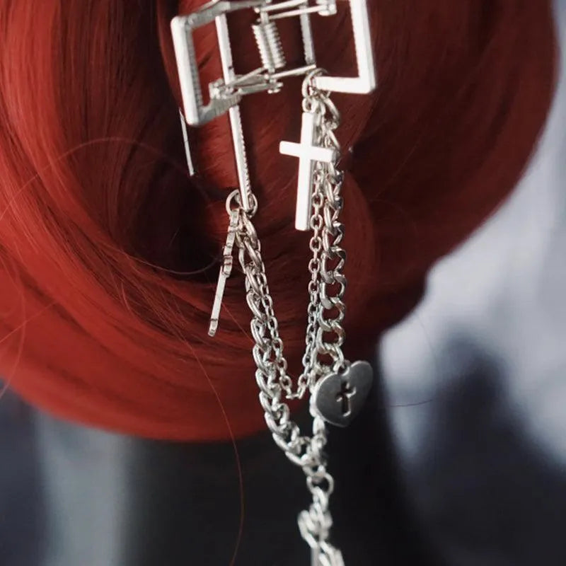 Shark Cross Heart Hairpin