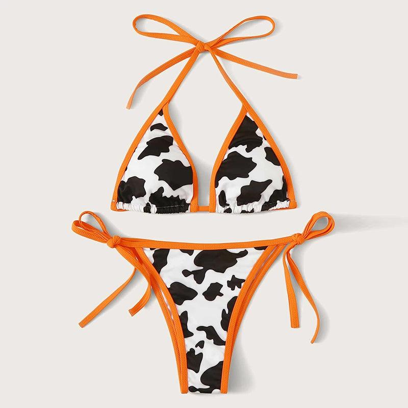 Cow Print Bikini Swimsuit