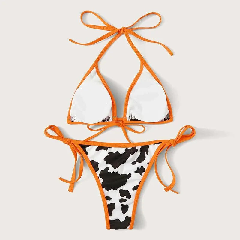 Cow Print Bikini Swimsuit